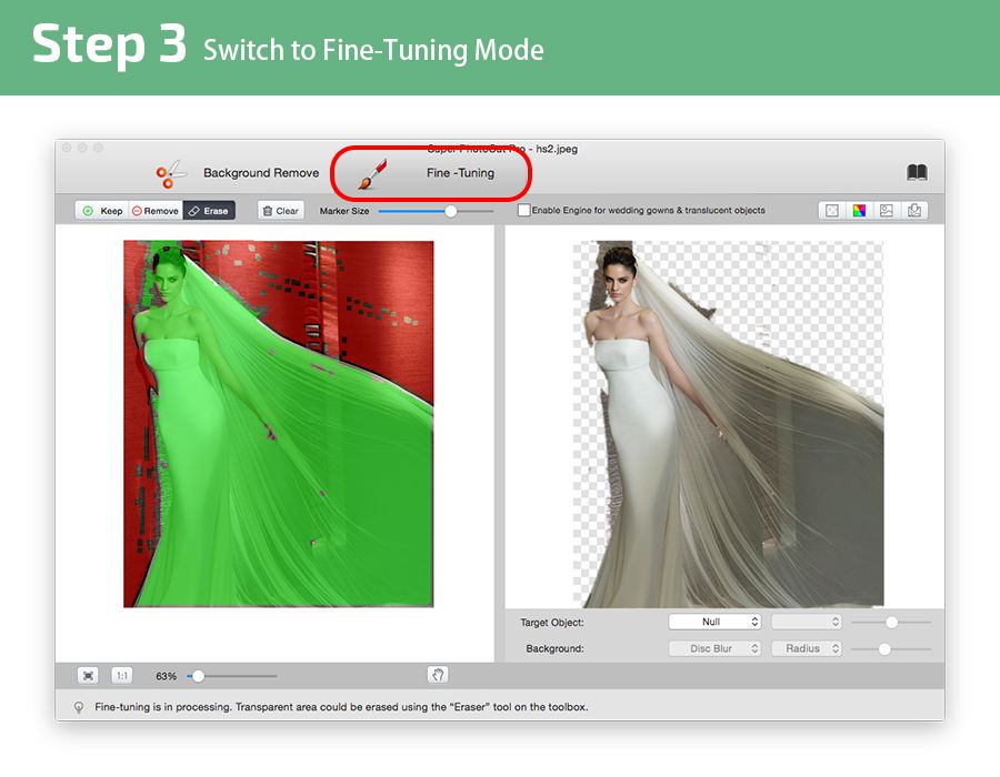 Super PhotoCut Pro Mac cutout of wedding dress from image 
